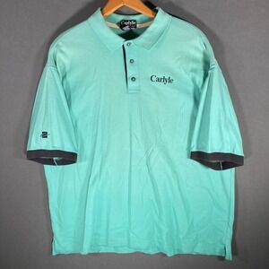 Carlyle Mens Polo‎ Shirt XL Turquoise Golf Short Sleeve Cotton Casual